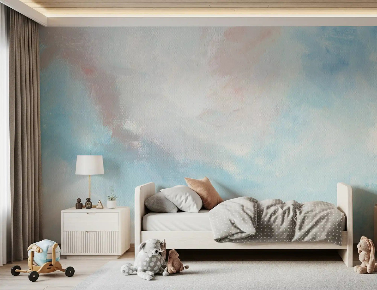 Ethereal Sky Canvas Wall Mural features painted watercolor textures and airy blue tones!!!
