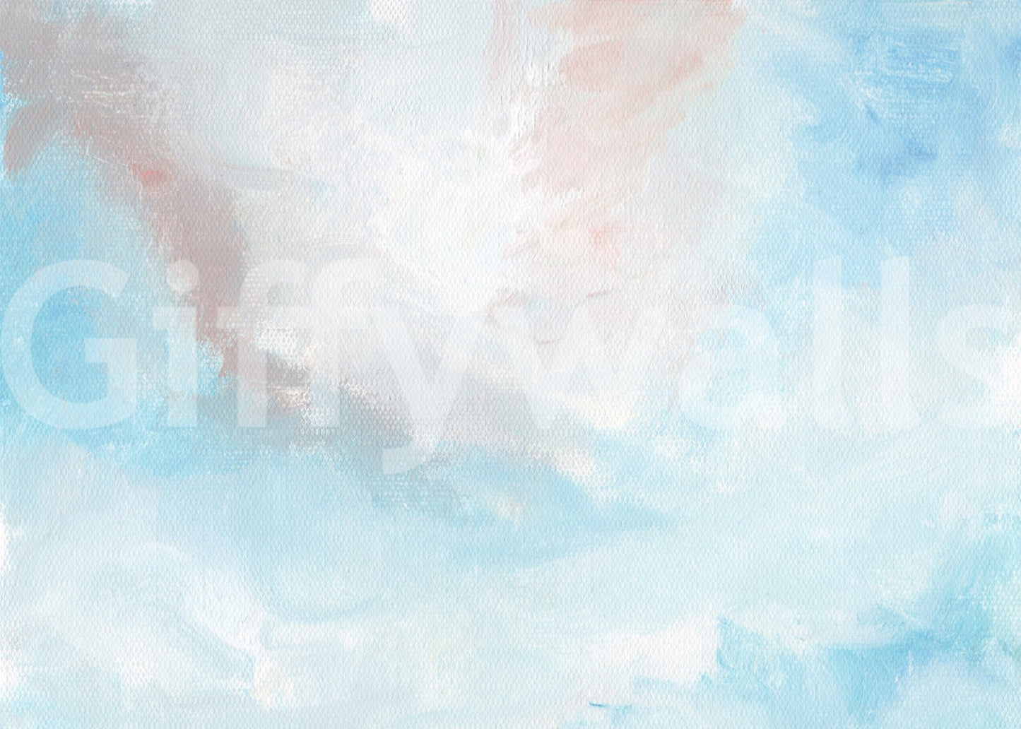 Ethereal Sky Canvas Wall Mural with soft blue and white watercolor cloud patterns.