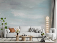 Sky Wash wall mural featuring subtle gray and white movement