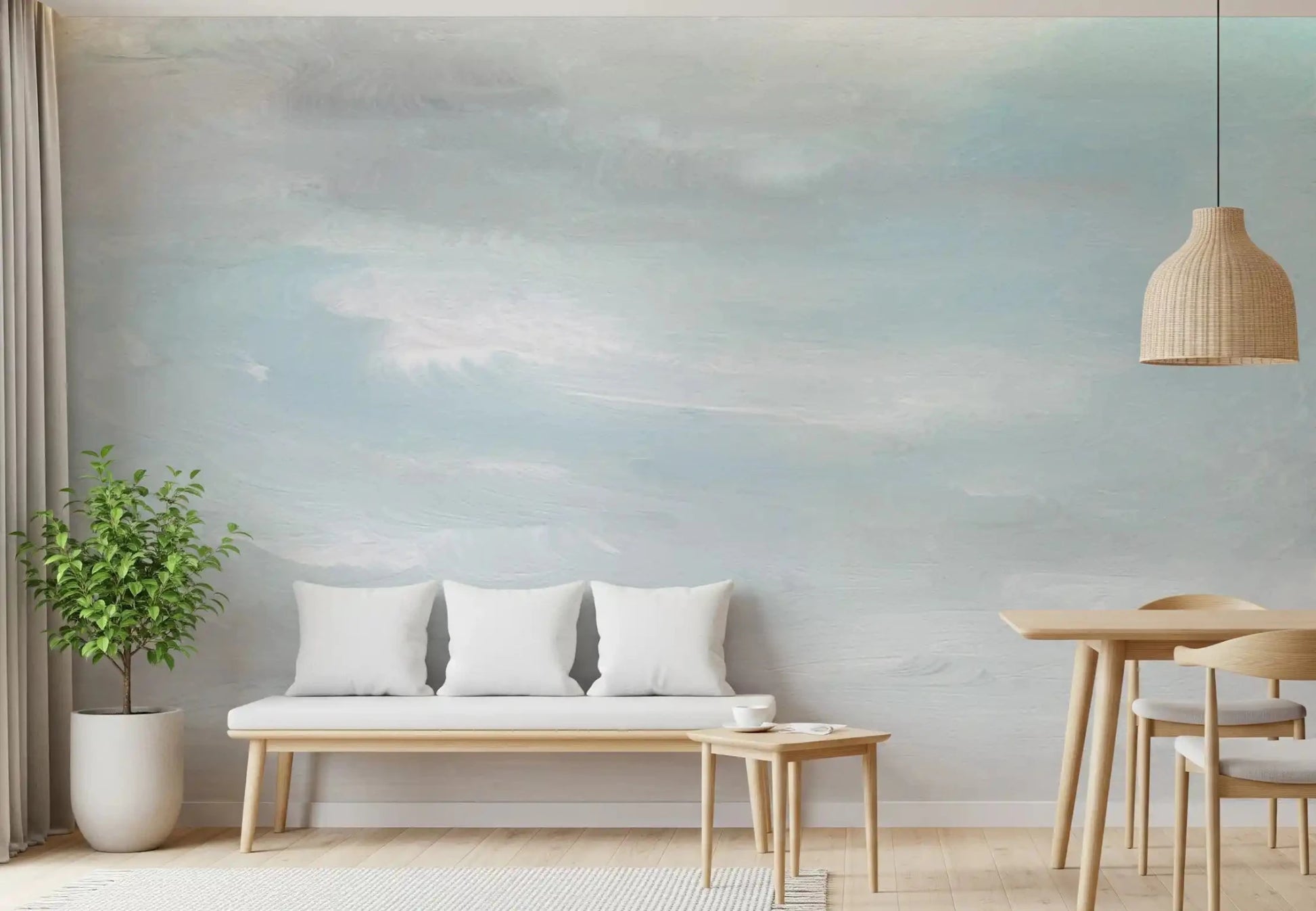 Sky Wash Mural wall mural with airy painterly horizontal strokes