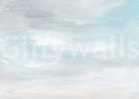 Ethereal Sky Wash wall mural in serene pale blue finish