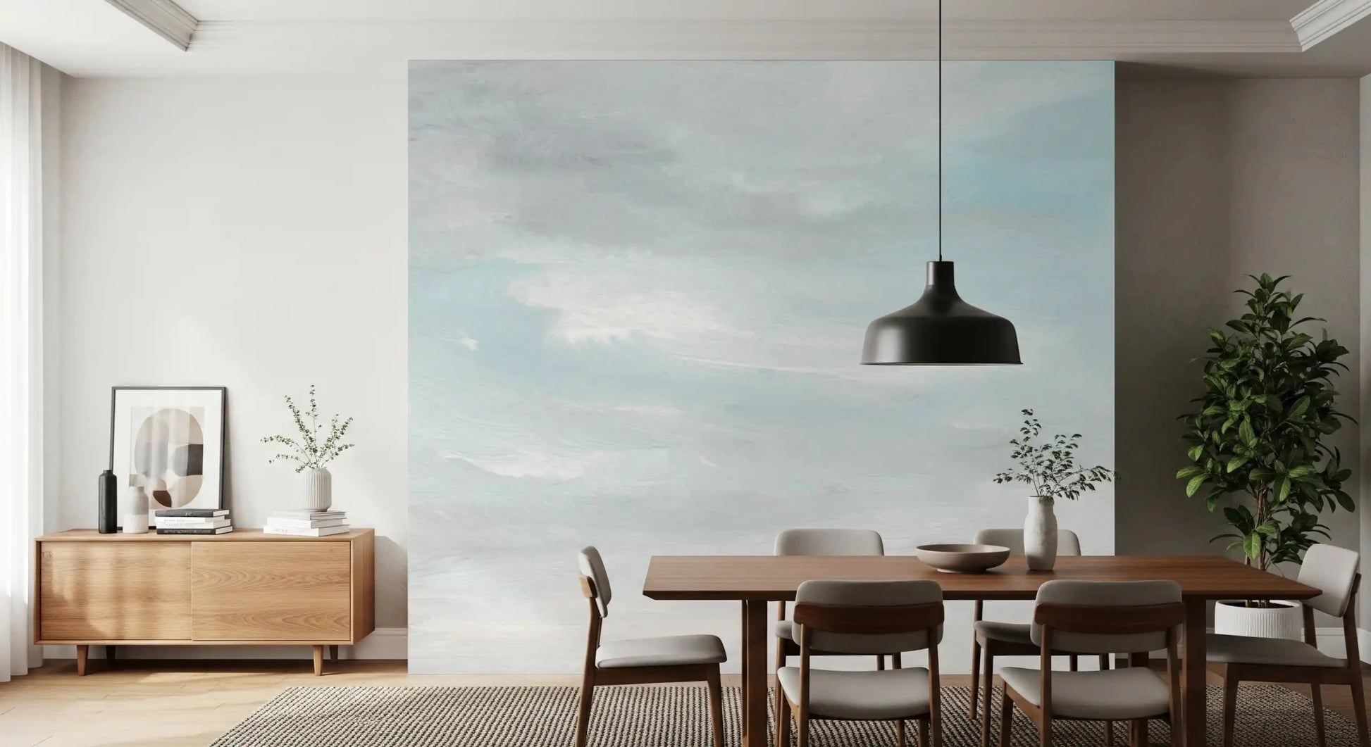 Ethereal Wash wall mural in light abstract sky texture style