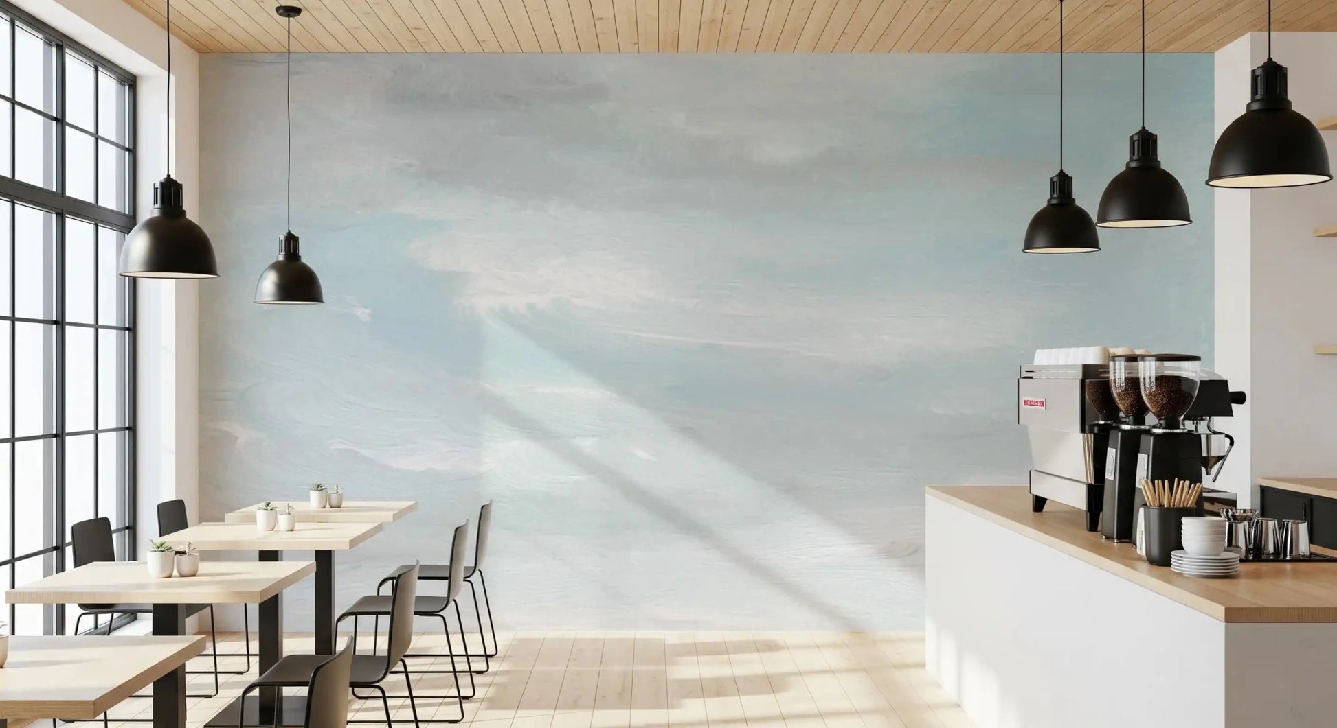 Kitchen Ethereal Sky wall mural with airy brush texture finish