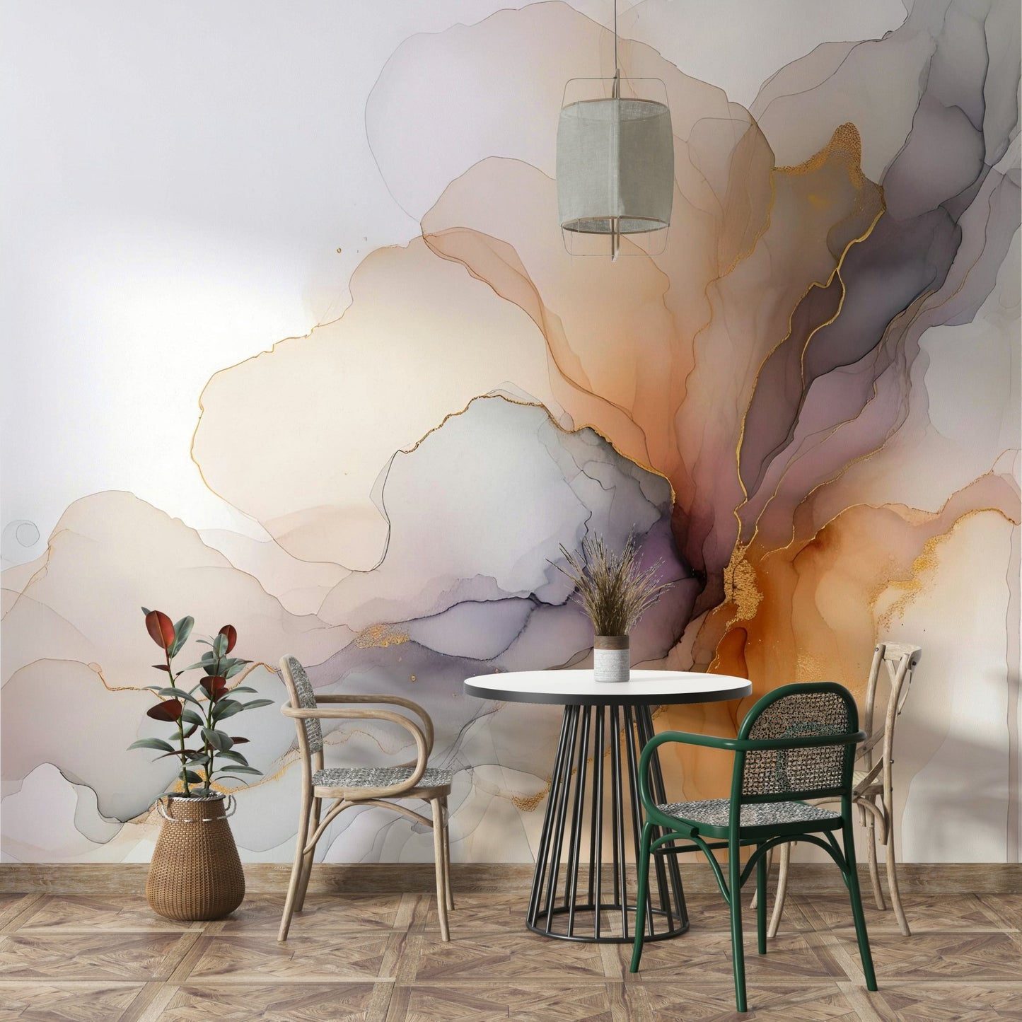 Elegant smoke-inspired wall mural for modern interiors


