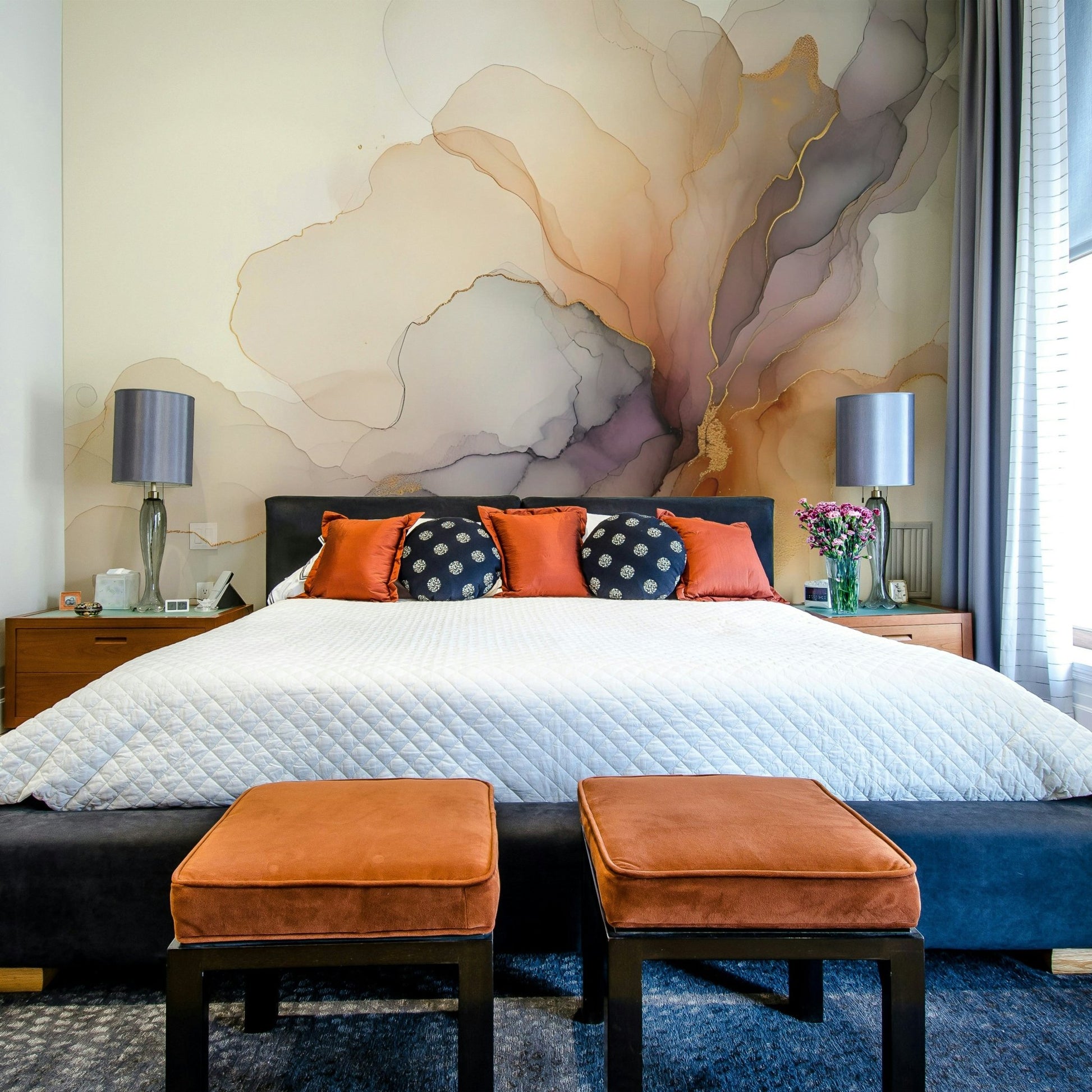 Subtle smoke gradient mural for relaxing wall art

