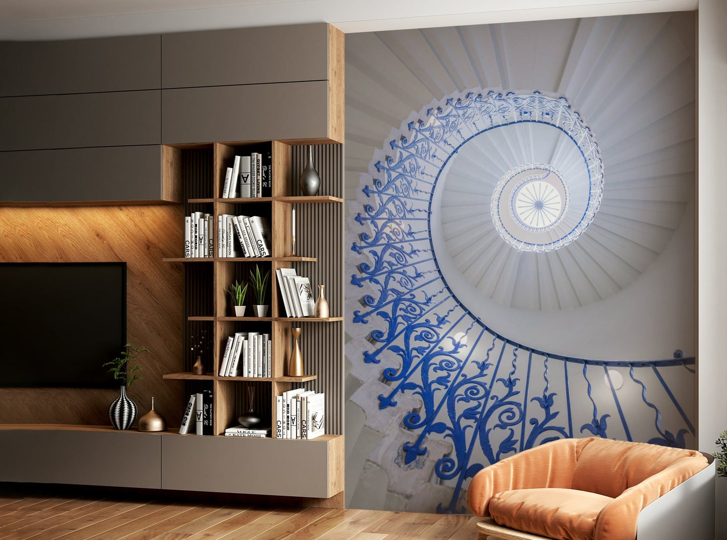 Abstract staircase swirl wallpaper, GD2013