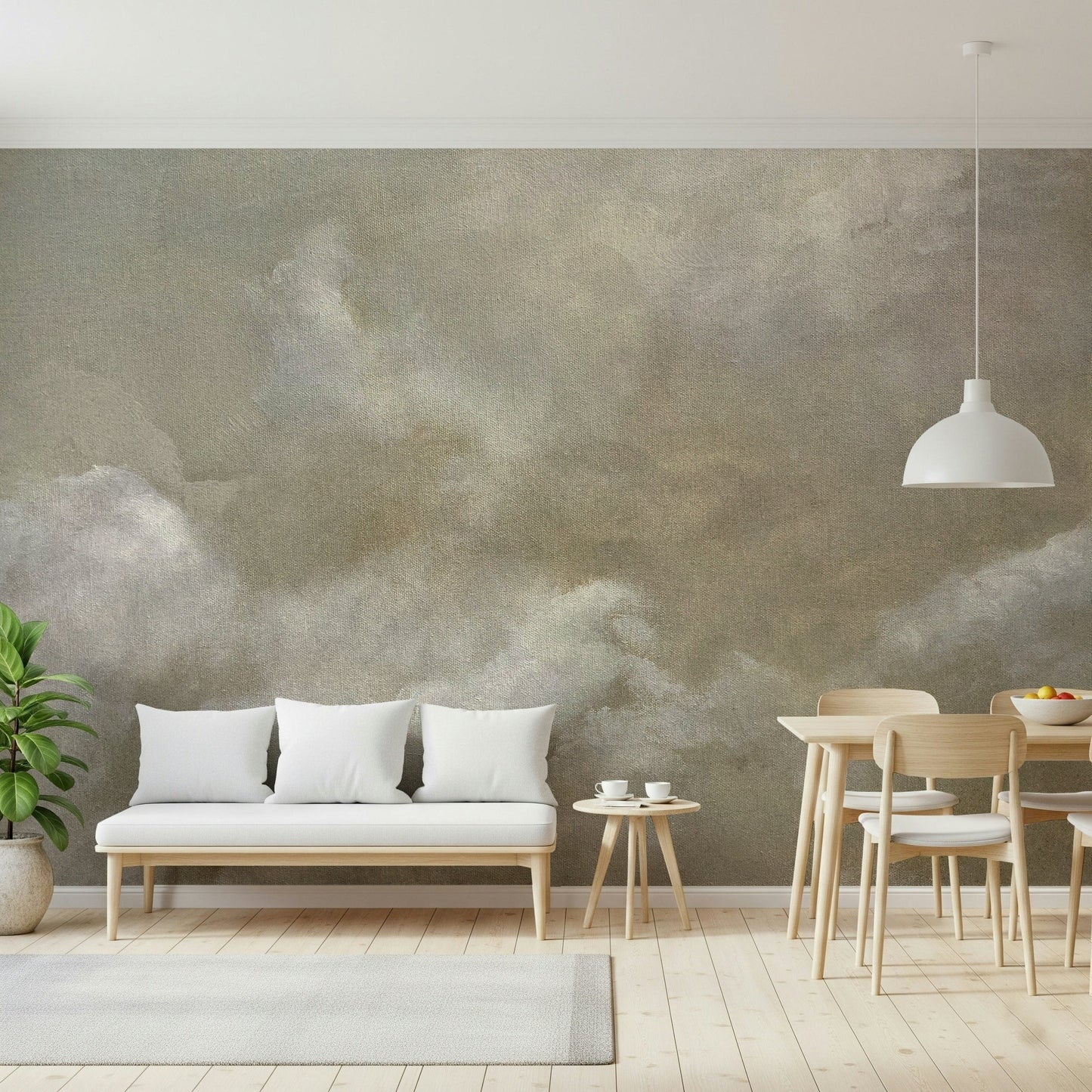A contemplative gentle design wallpaper mural for a feature wall.