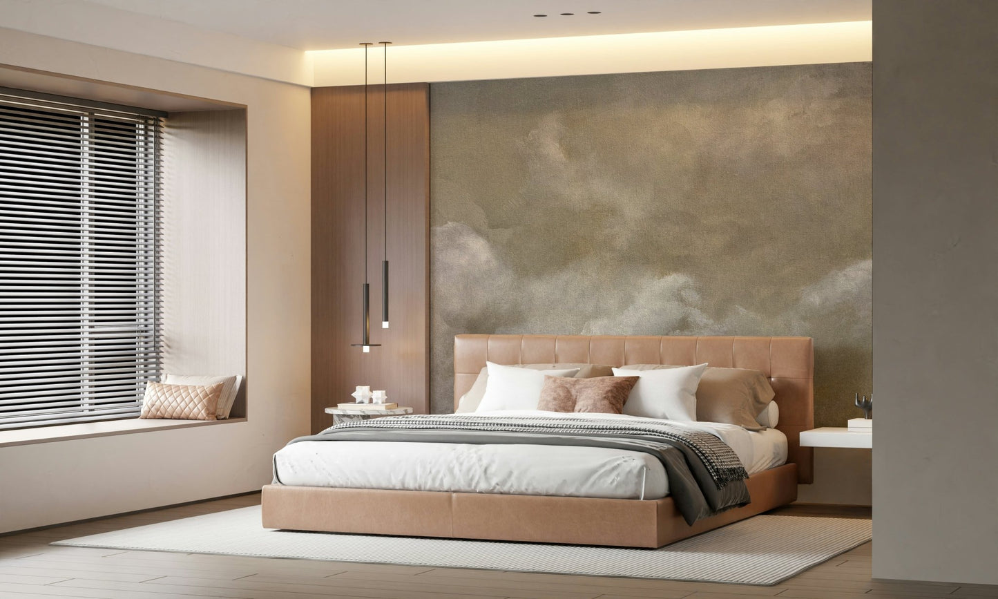 A calming abstract design wallpaper mural that defines a space.