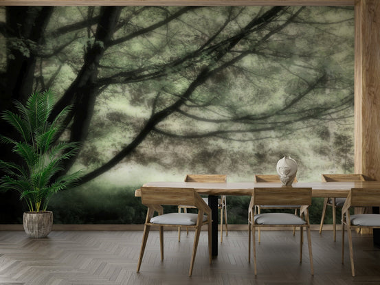 Ethereal Tree Art Print | Serene Nature Photography | Soft Green Landscape Decor Wall Mural GD2720