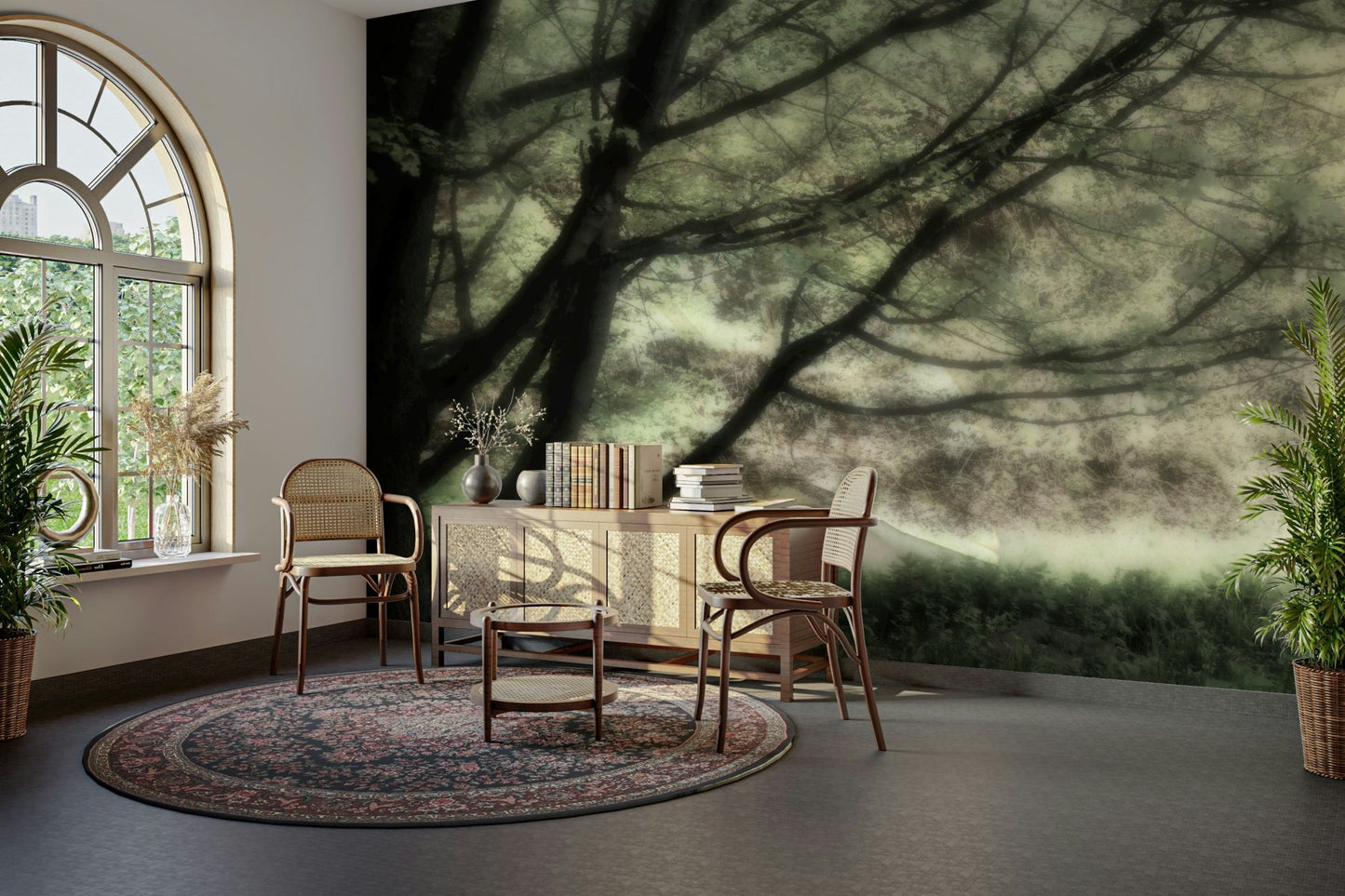 Ethereal Tree Art Print | Serene Nature Photography | Soft Green Landscape Decor Wall Mural