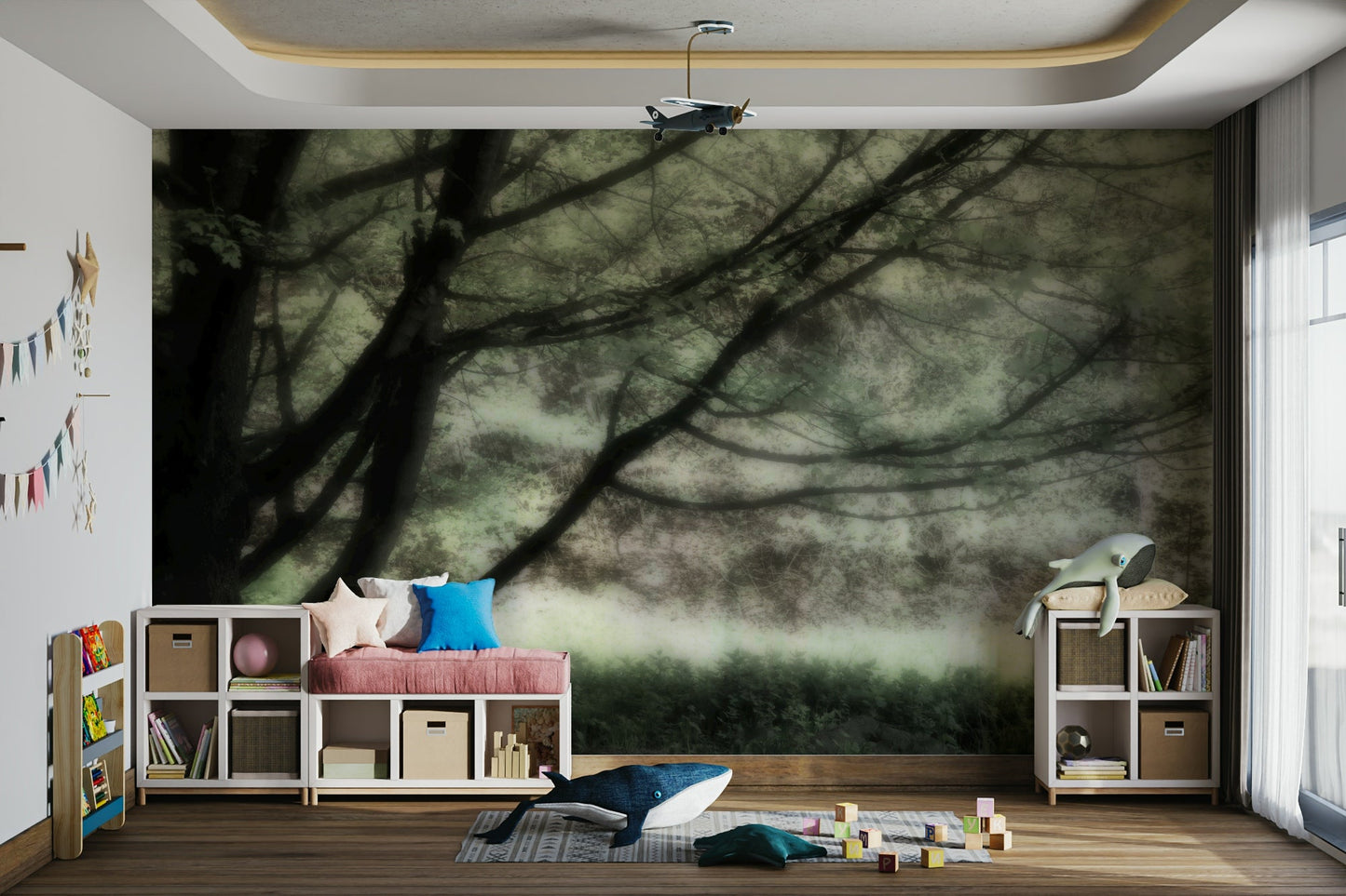 Ethereal Tree Art Print | Serene Nature Photography | Soft Green Landscape Decor Wall Mural