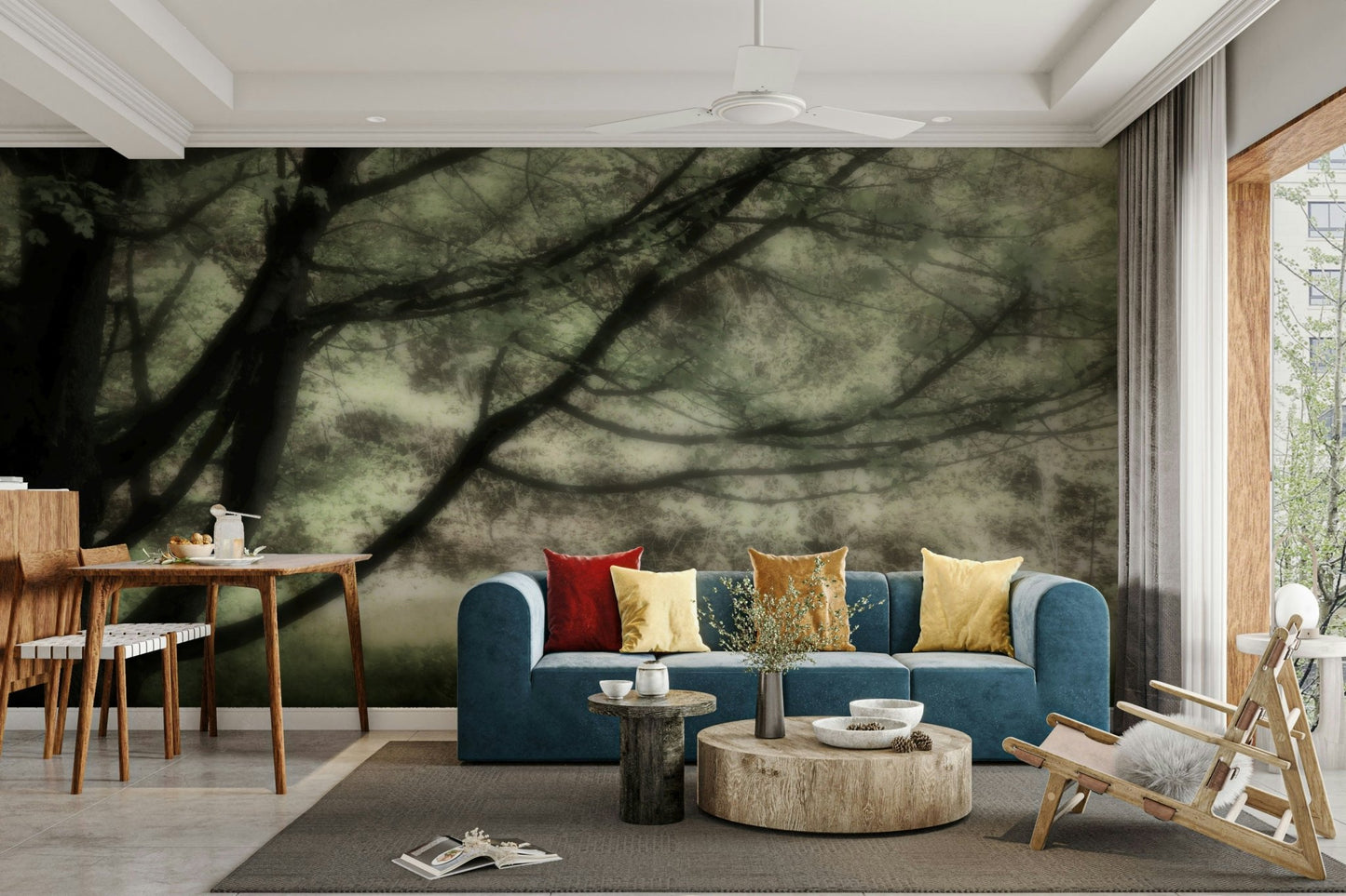 Ethereal Tree Art Print | Serene Nature Photography | Soft Green Landscape Decor Wall Mural