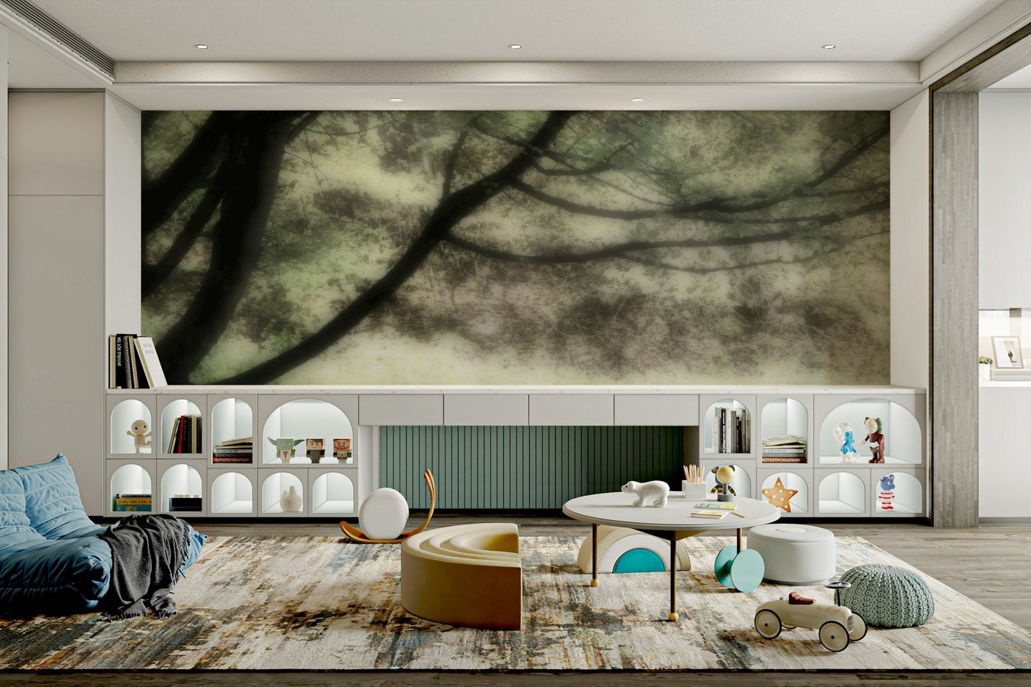 Ethereal Tree Art Print | Serene Nature Photography | Soft Green Landscape Decor Wall Mural