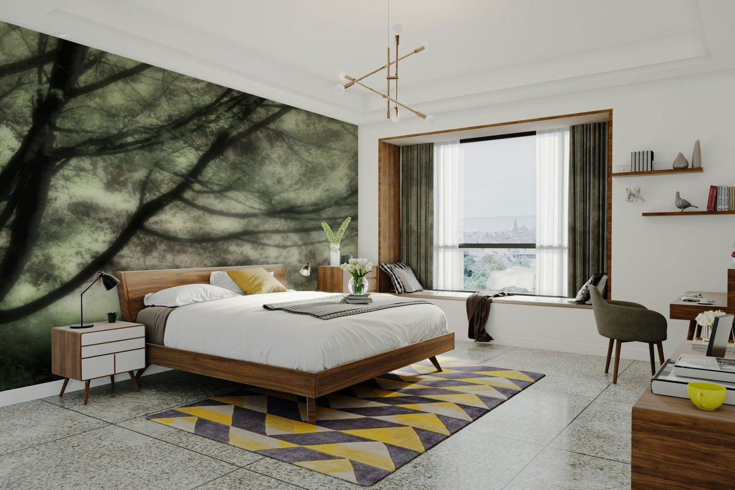 Ethereal Tree Art Print | Serene Nature Photography | Soft Green Landscape Decor Wall Mural