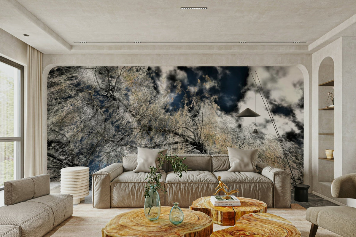A photo-realistic wall mural of an ethereal tree canopy. GD2743


