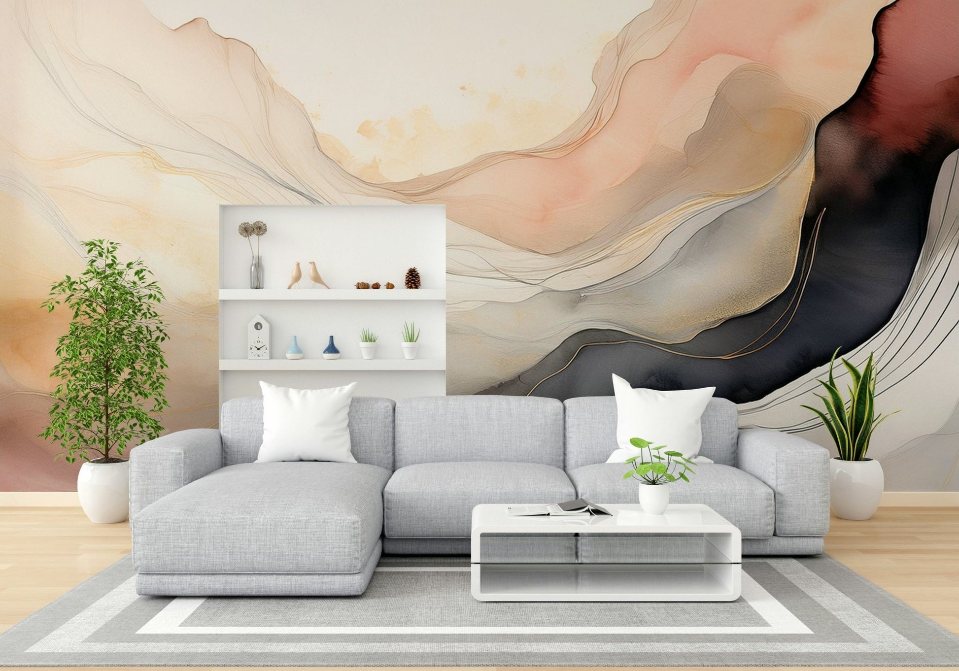 Elegant ethereal veil mural for relaxing environments.

