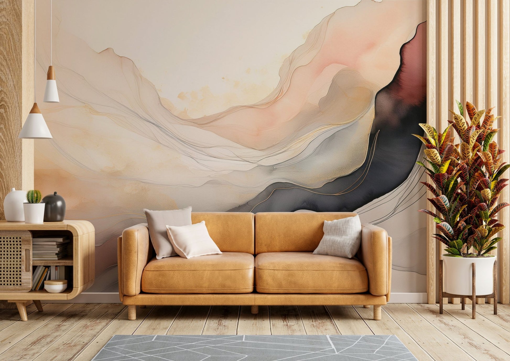Ethereal veil mural adding a gentle touch to walls.

