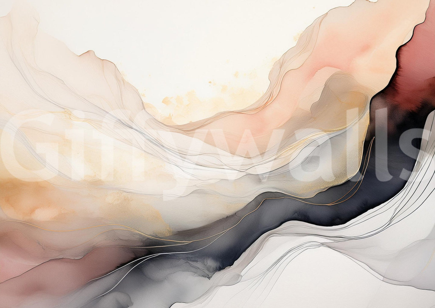 Calm and peaceful veil mural for bedroom decor.

