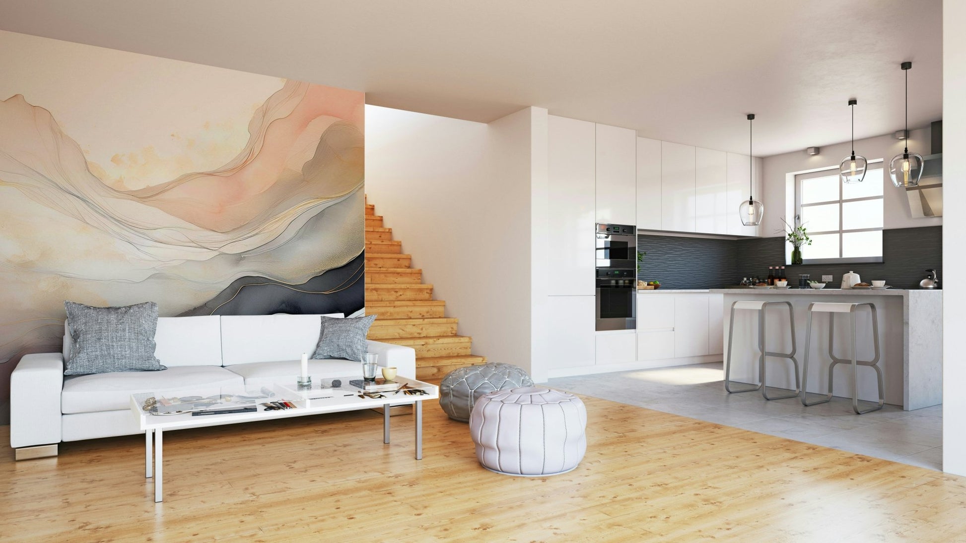 Dreamy veil wall mural for tranquil home decor.

