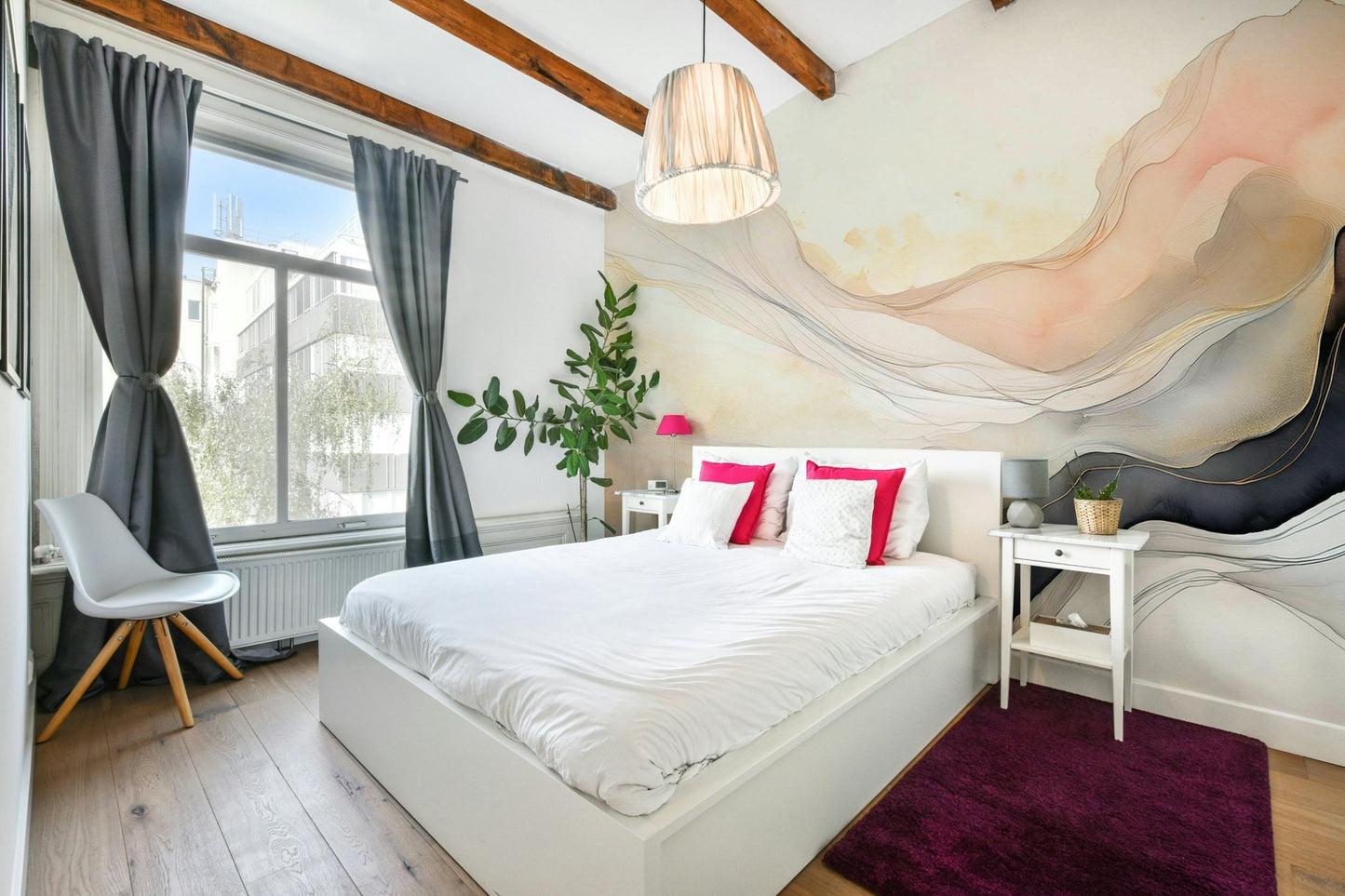 Subtle and calming ethereal veil mural design.

