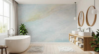 Bathroom with Ethereal Wash of sky wall mural in misty blue and white wash