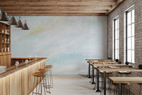 Café restaurant with Ethereal Wash of sky wall mural in airy blue textured wash