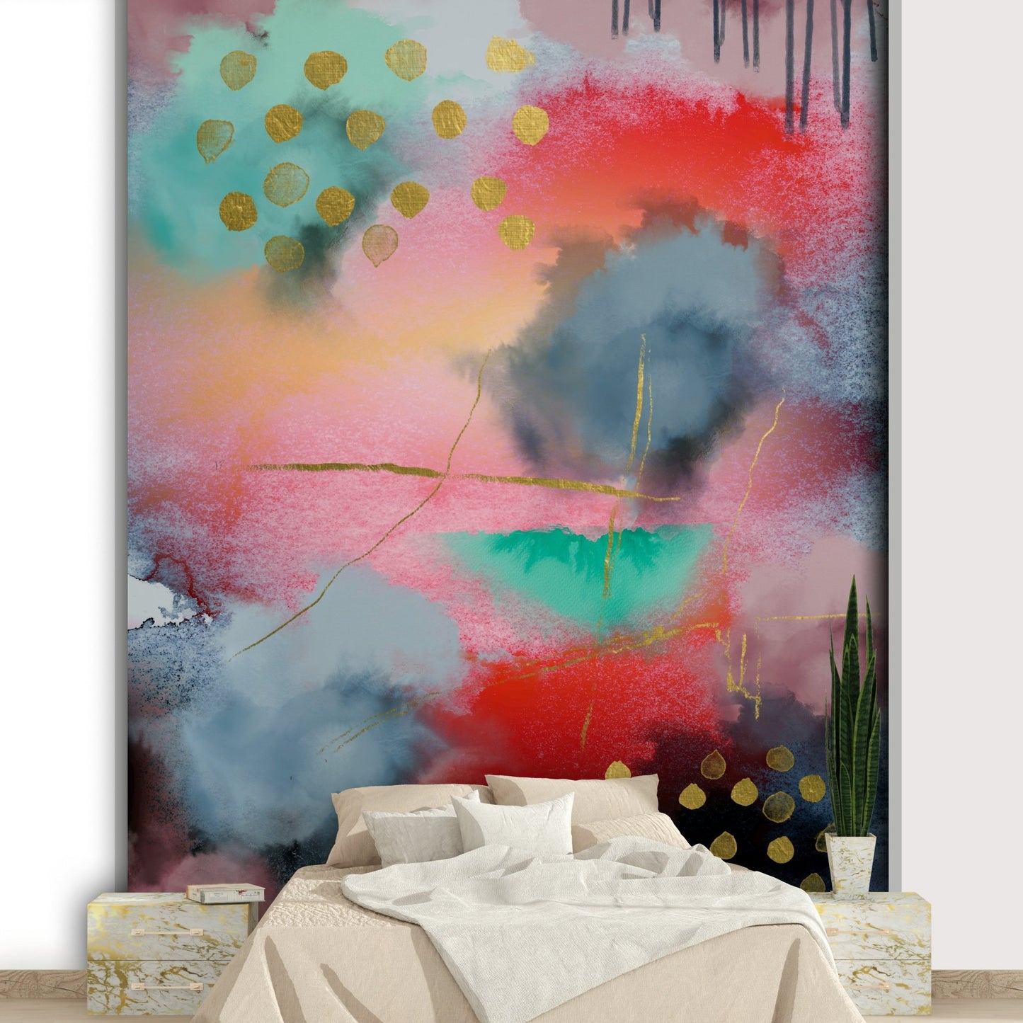 Blended color wash wall mural

