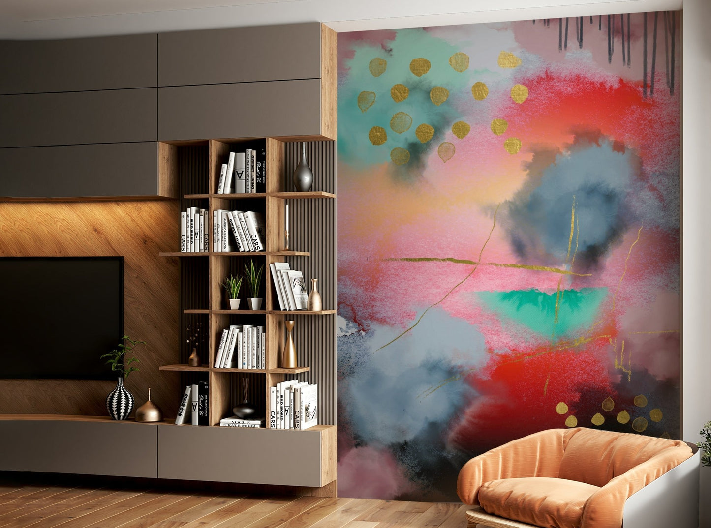Soft watercolor abstract wall mural

