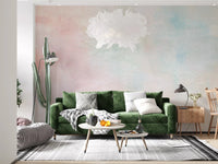 Hand-painted style details are quite visible on the Ethereal Watercolor Wash Wall Mural.