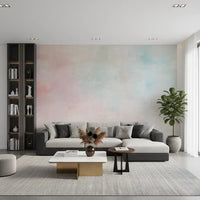Calm color layers of the Ethereal Watercolor Wash Wall Mural suit this large living area.