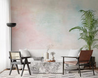 The Ethereal Watercolor Wash Wall Mural displays a seamless blend of misty sky layers.