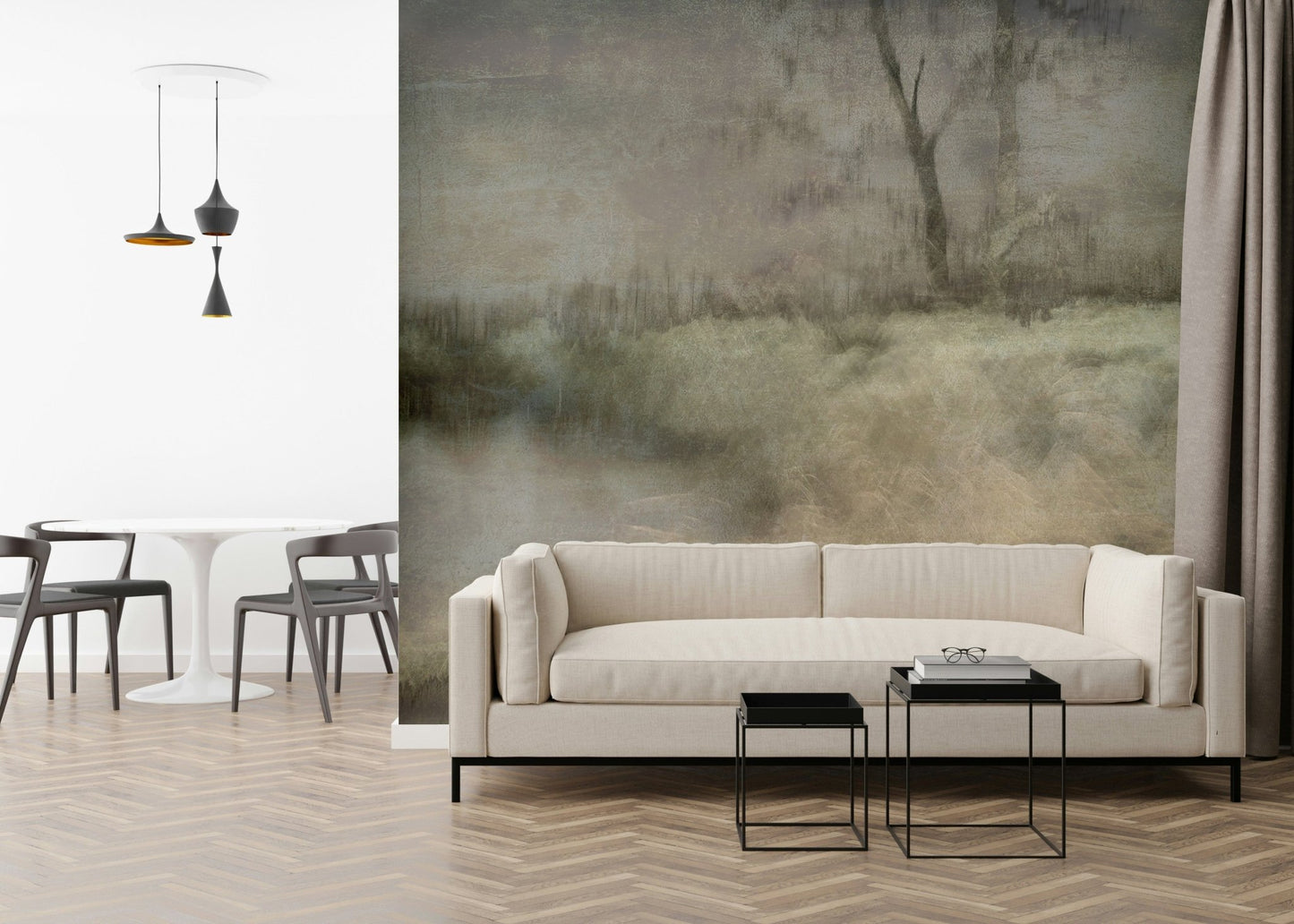 An artistic minimalist form mural for home decor., GD5593
