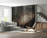 Detailed look at the delicate grain lines in the Ethereal Wood Grain peel and stick wallpaper.