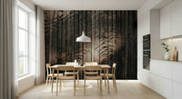 Installation corner showing the easy application of the Ethereal Wood Grain stick mural.