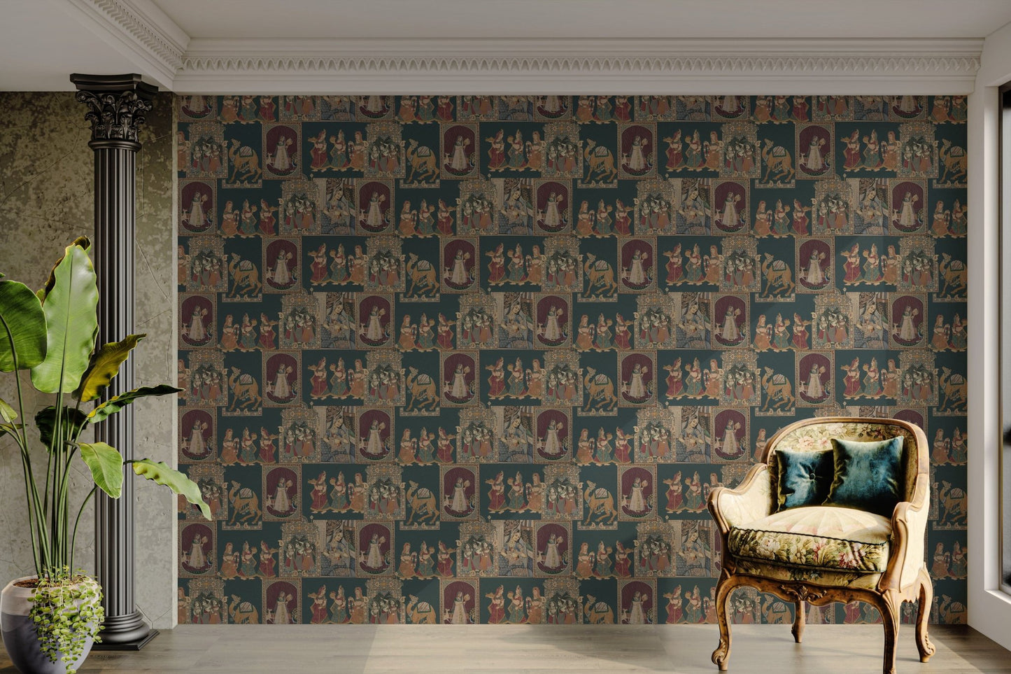 Indian women cultural wall design

