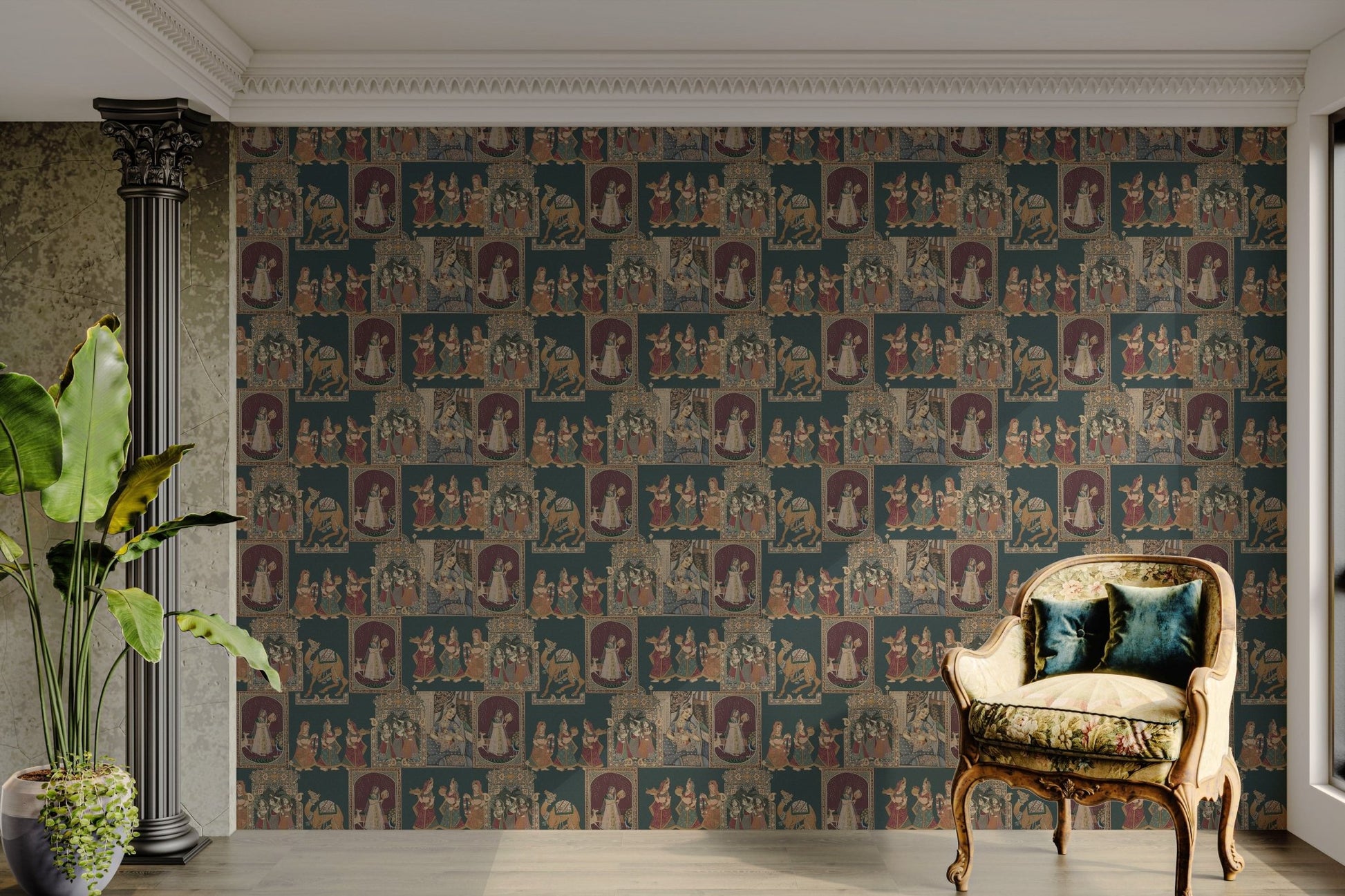 Indian women cultural wall design

