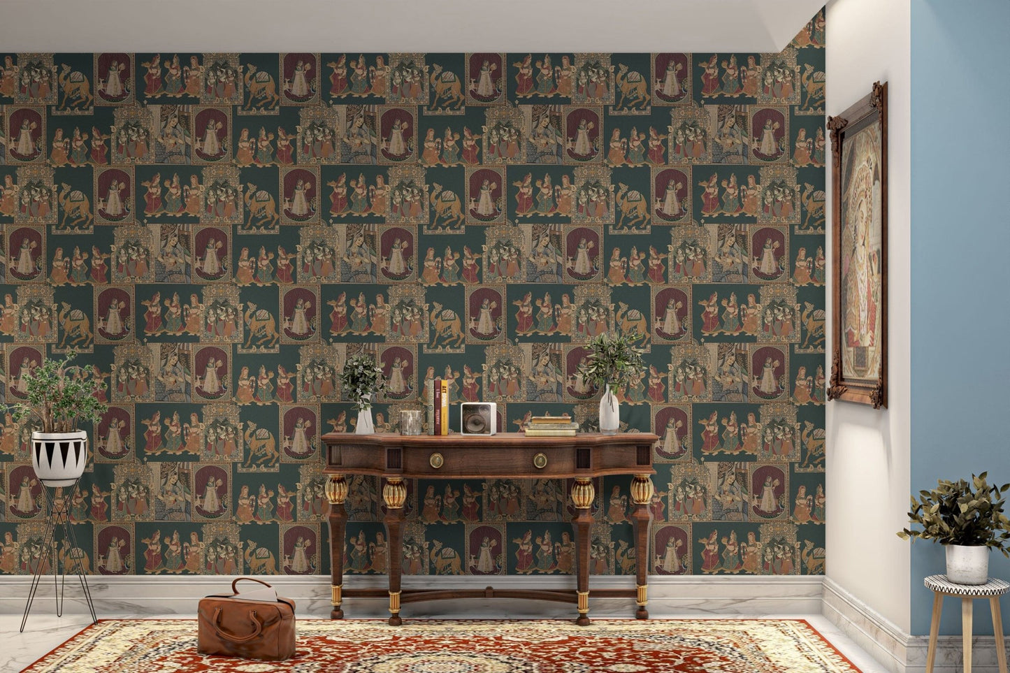 Indian women heritage mural wallpaper

