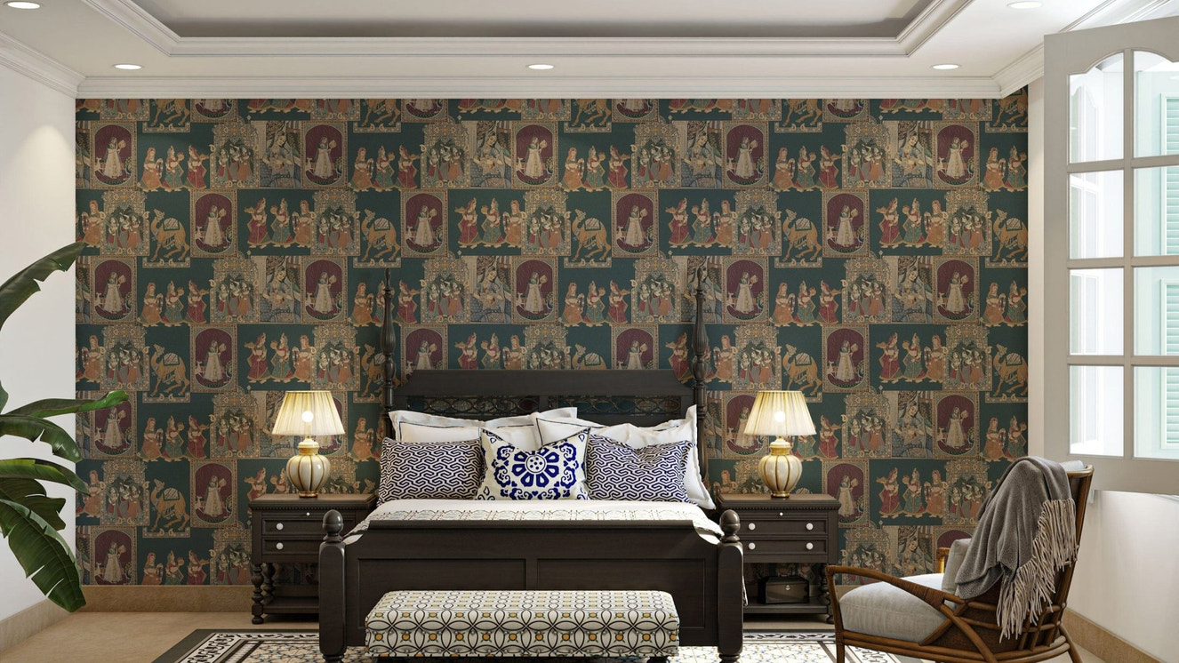 Ethnic Indian women wall mural

