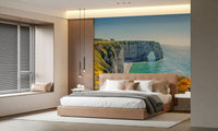 This bedroom feels lighter with Etretat's Yellow Bloom Wall Mural across the wall