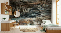 Bedroom accent wall with the soothing Eucalyptus Bark Texture peel and stick mural.