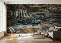 Eucalyptus Bark Texture Wall Mural in a cozy, minimalist reading nook setting.