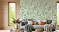 Modern botanical wallpaper for a feature wall in a contemporary lounge wall mural.