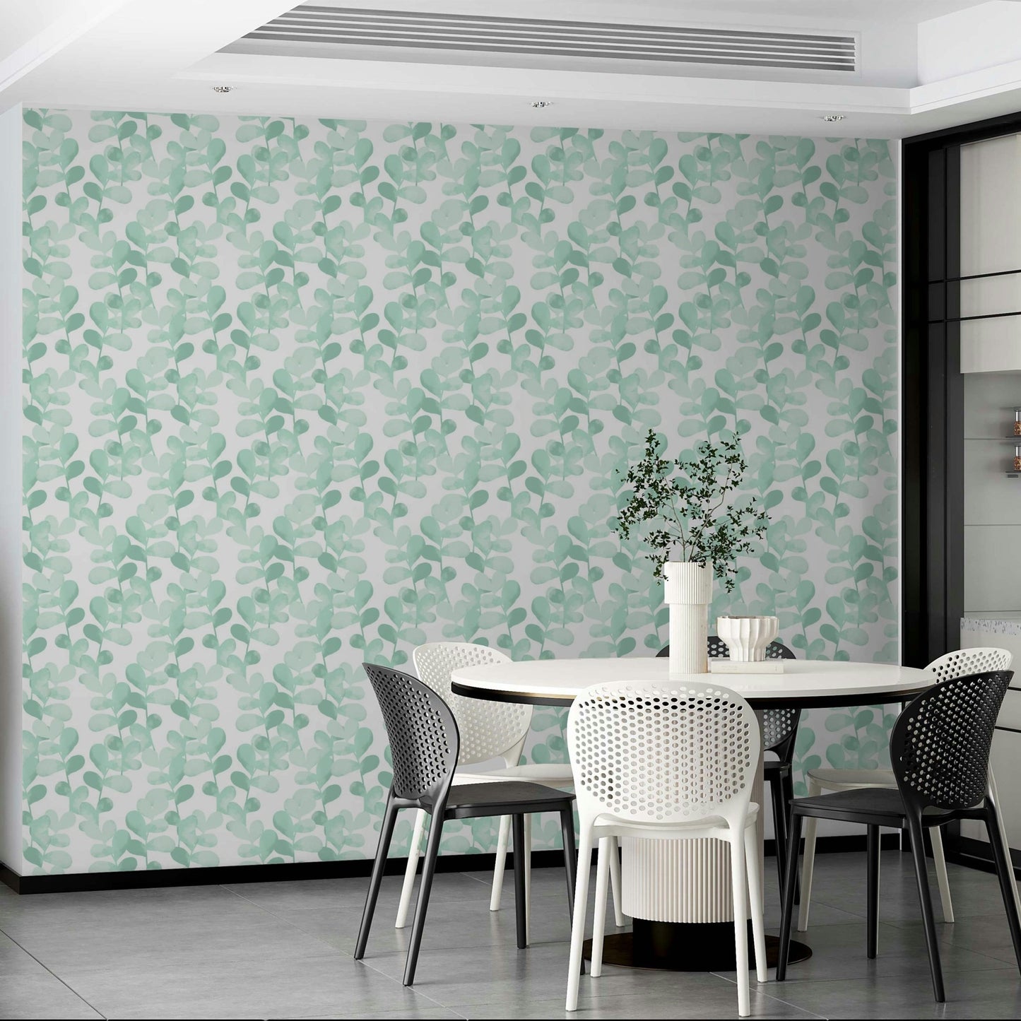 A beautiful serene eucalyptus wallpaper mural.

