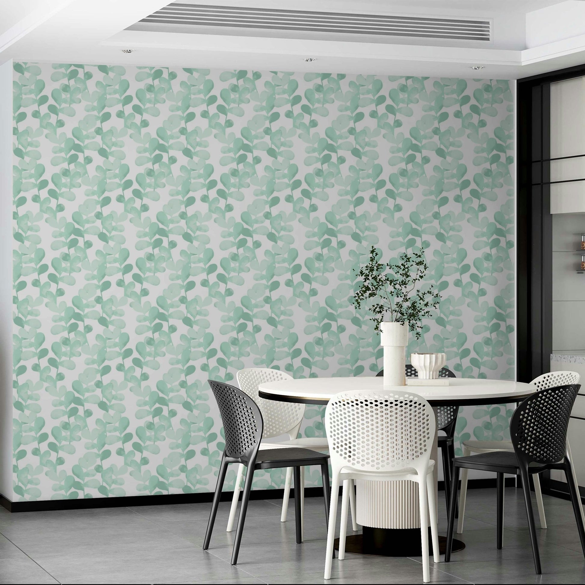 A beautiful serene eucalyptus wallpaper mural.

