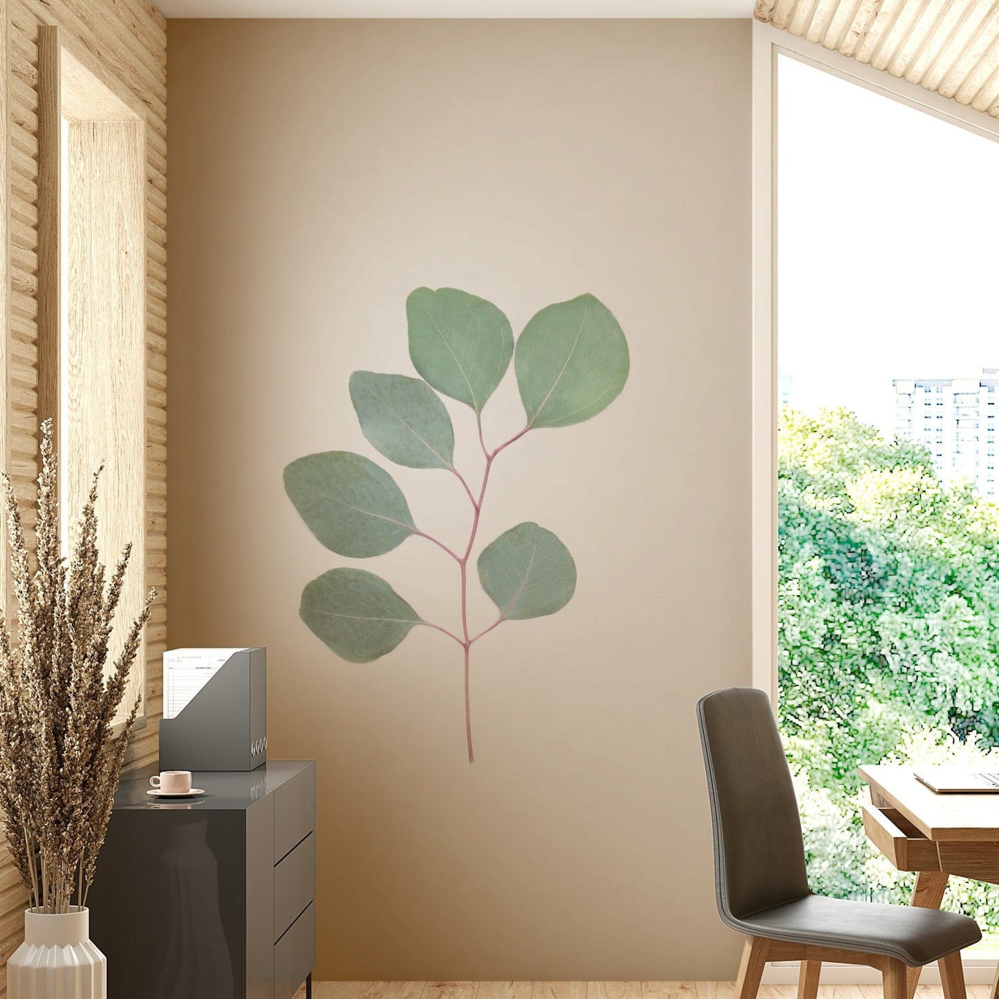 Green eucalyptus mural for tranquil home décor

