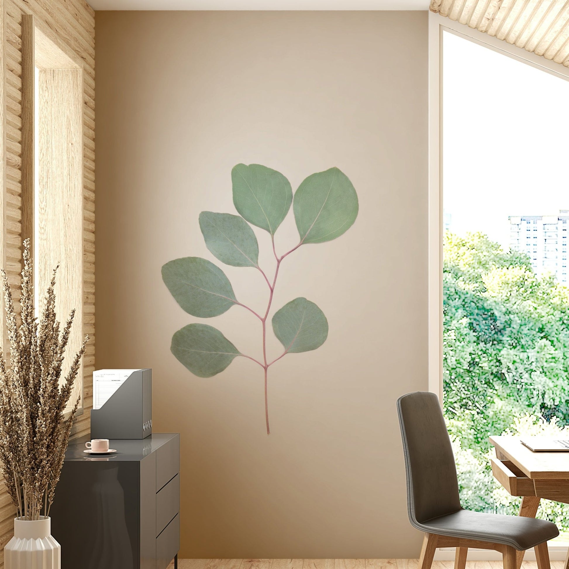 Green eucalyptus mural for tranquil home décor

