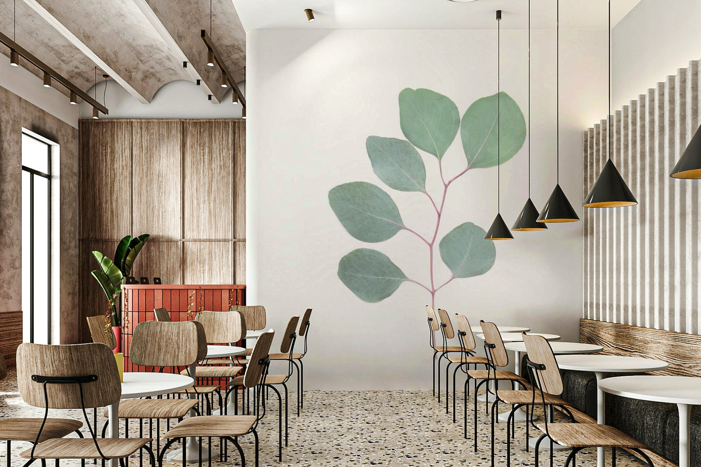 Natural eucalyptus wall mural for stylish interiors

