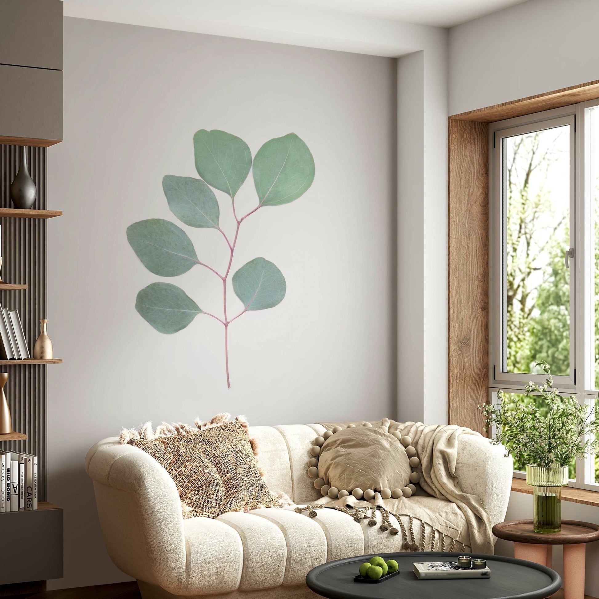 Refresh your walls with a eucalyptus leaf mural

