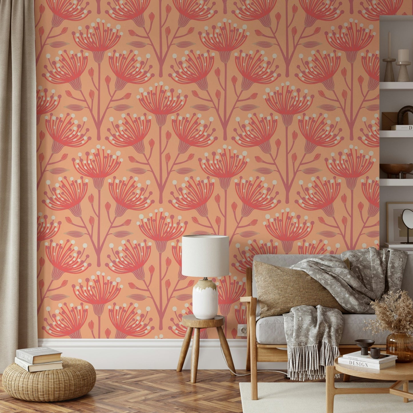 The wall mural is installed on a feature wall in a bedroom.

