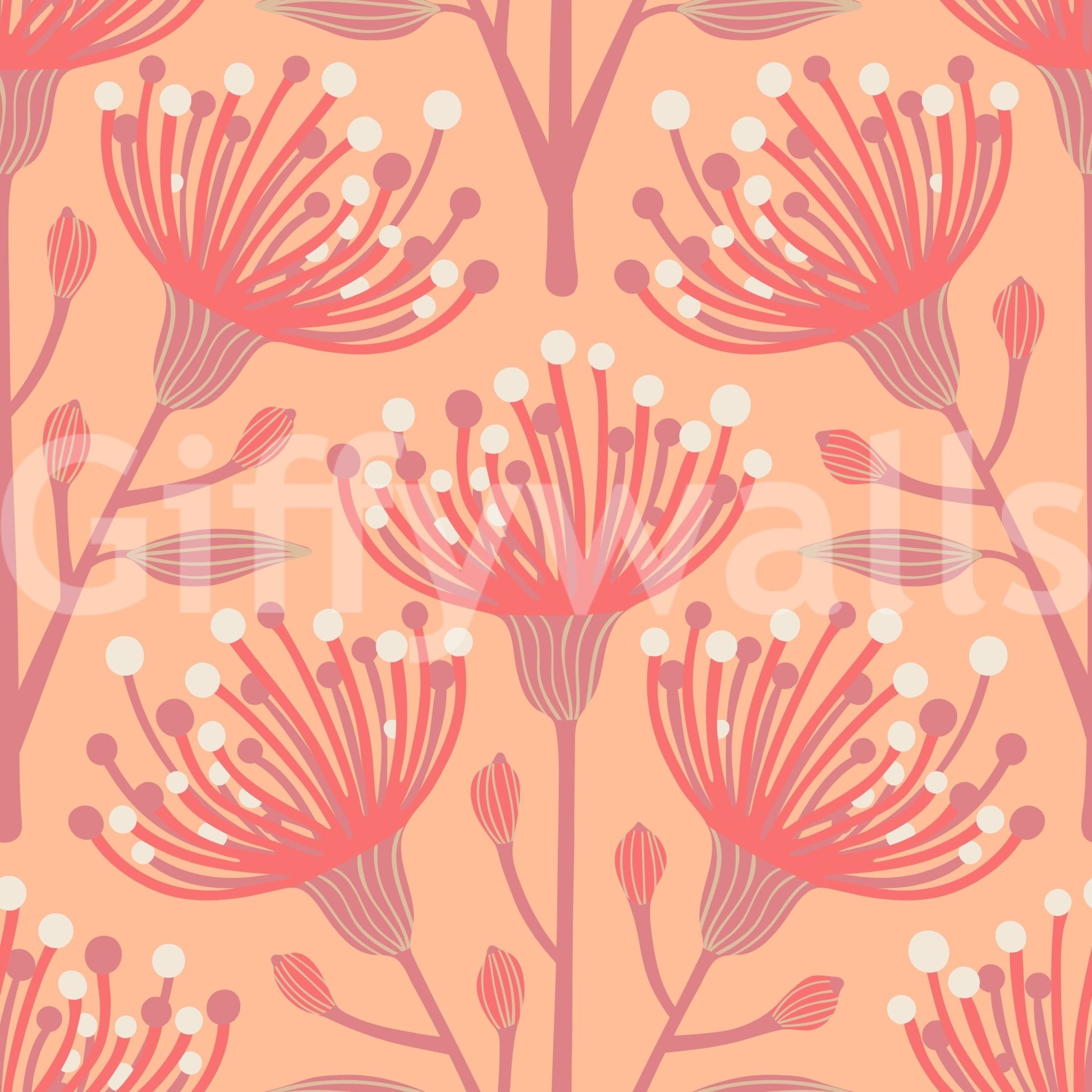 The Eucalyptus Floral mural gives the space a natural and vibrant touch.


